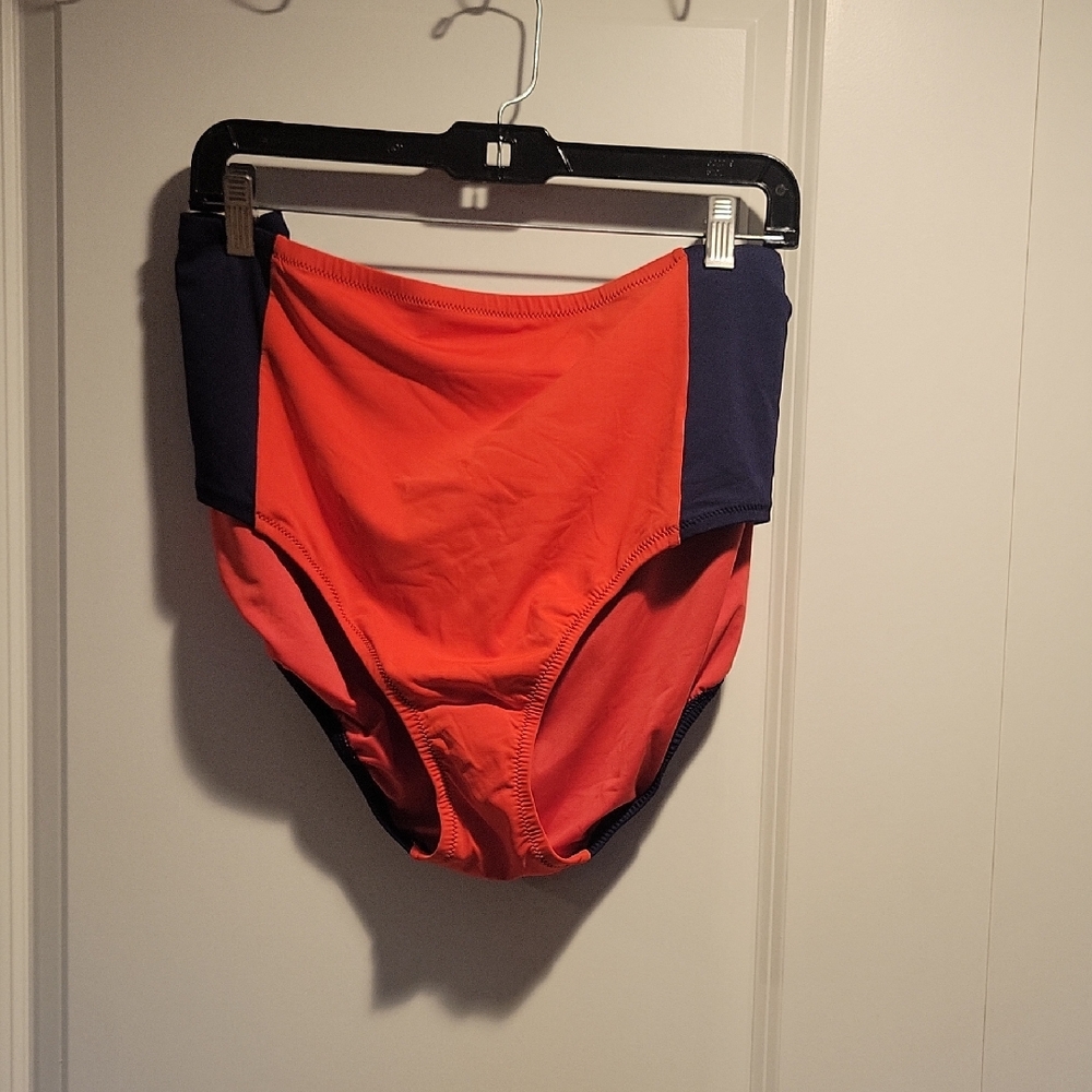 Red and Blue High-Waisted Bikini Bottoms